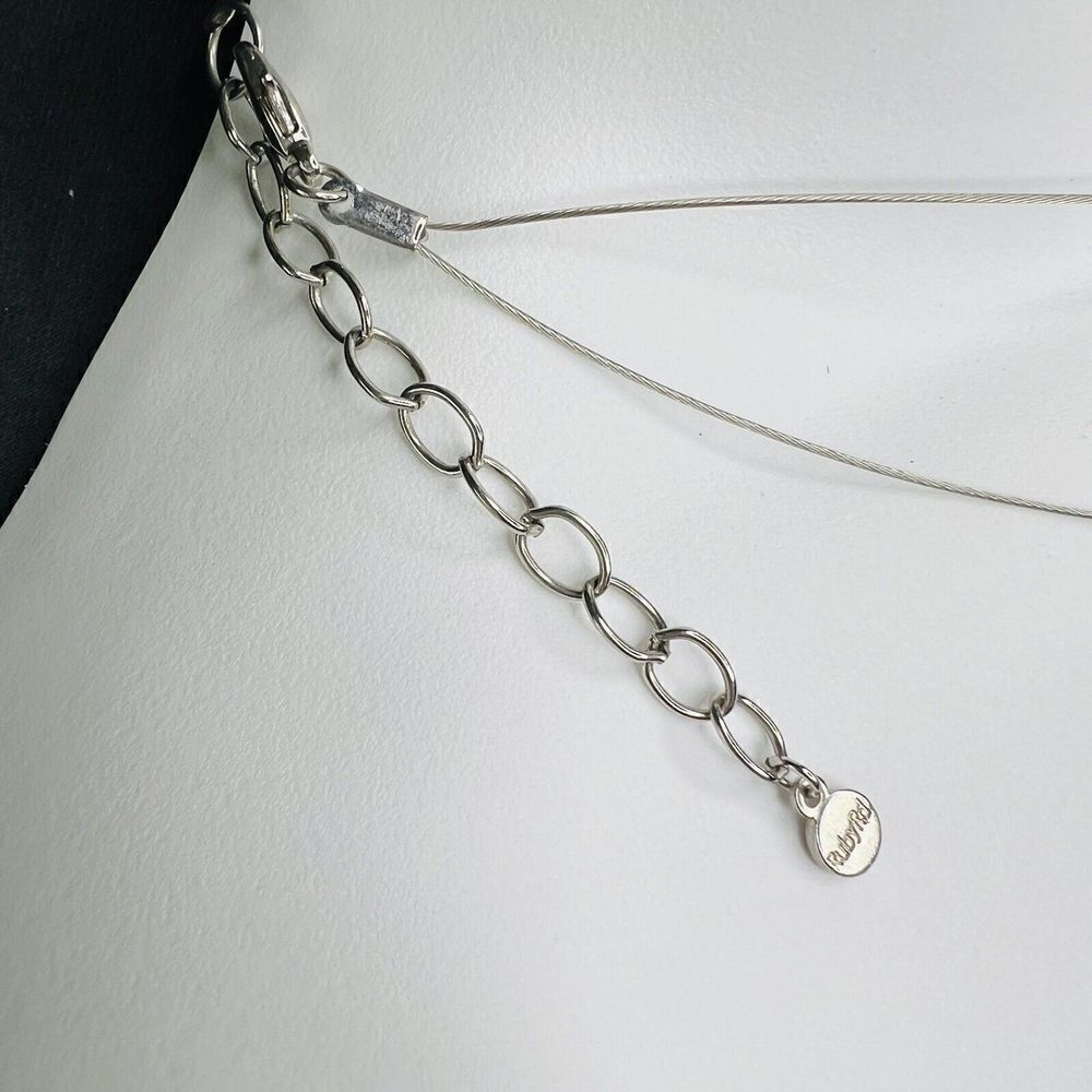 Ruby Rd. Two Strand Wire Layered Rhinestone Necklace Silver Black Tone 4448 - Picture 6 of 10
